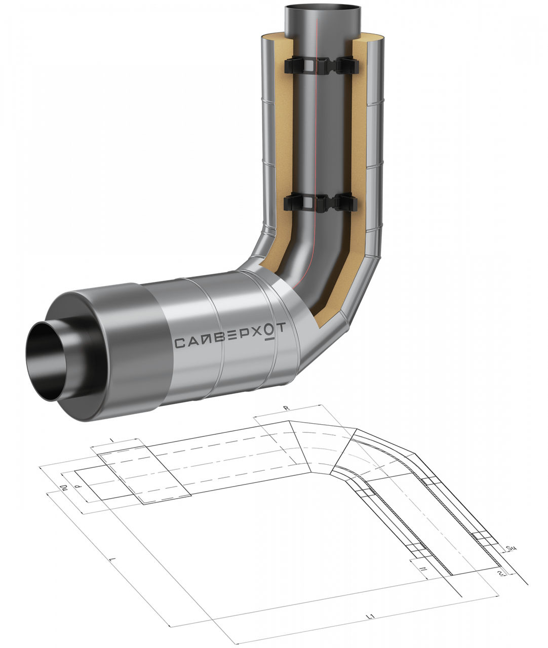 Отводы стальные ППУ ОЦ с МЗИ и КВ ГОСТ 30732-2020, фото 1