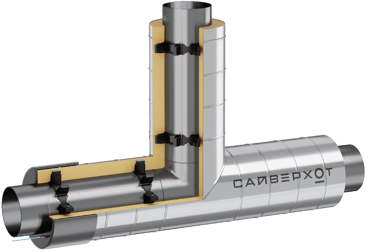 Тройники стальные ППУ ОЦ с МЗИ и КВ ГОСТ 30732-2020, фото 1