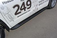 Пороги алюминиевые Slitkoff "Optima Black" 1800 черные Toyota Highlander 3 (2014-2017)