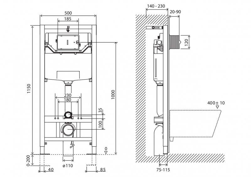 Инсталляция BelBango 120 (1150х500х120мм) с кнопкой BelBagno PROSPERO, цвет-хром глянцевый - фото 8 - id-p111244037