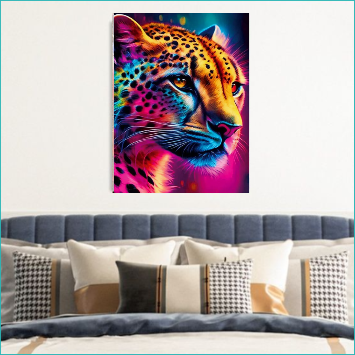 Алмазная мозаика "Радужный леопард" (40х50 с подрамником) - фото 3 - id-p111276650
