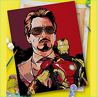 Картина по номерам "Железный человек и костюм Тони Старка" (Marvel) (40х50)