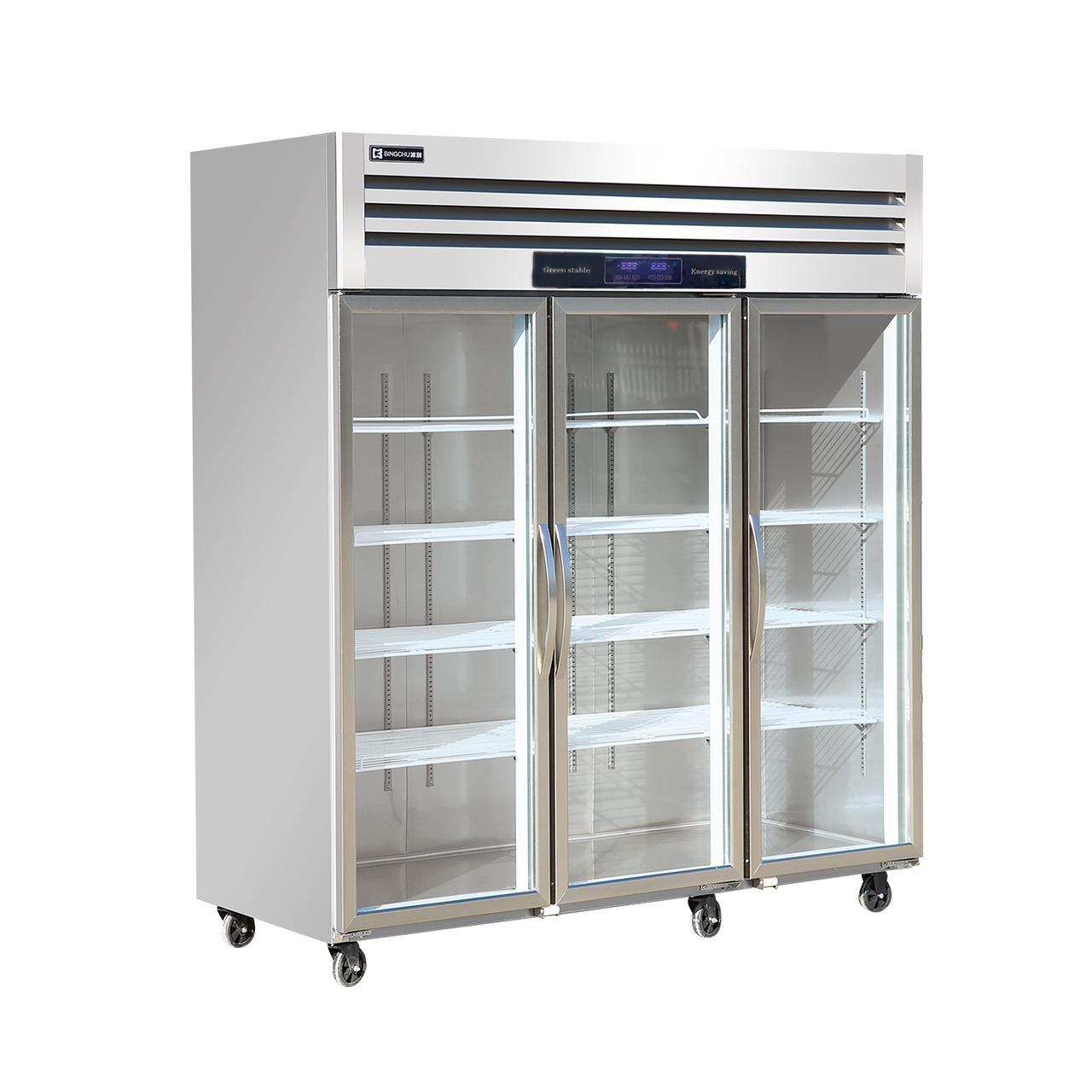 Холодильный шкаф со стеклом 3 дверный. t 10~2. VC4-1810B