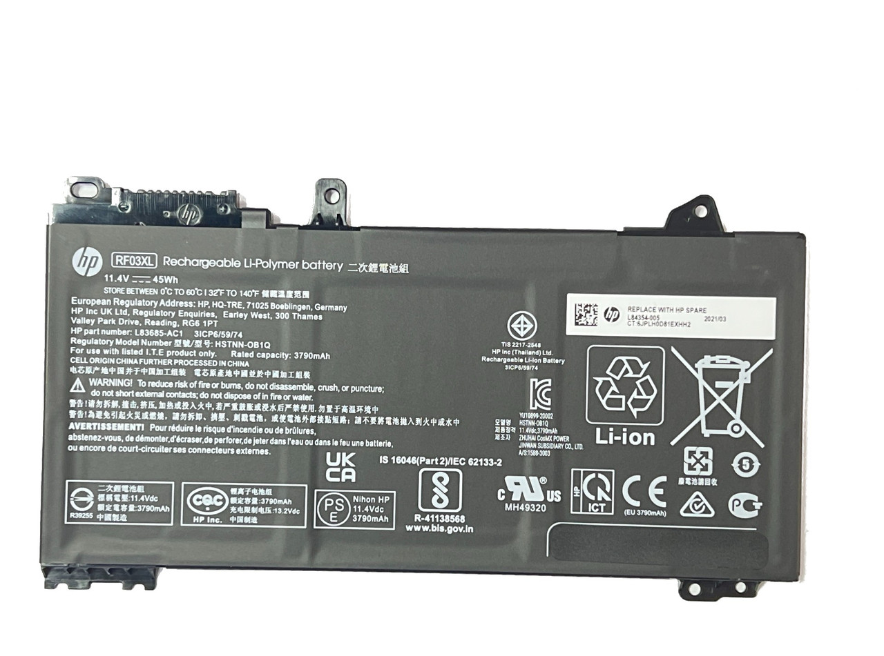 Аккумулятор для ноутбука HP Аккумулятор для ноутбука HP RE03XL RF03XL 11.4V-45WRF03XL 11.4V 45Wh 3790mAh (ORG)