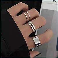 Набор колец "Silver Style" (3 шт.) (Размер универсальный)