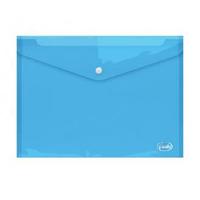 Папка-конверт на кнопке, А4, 0,16 мм, ПП, прозрачно-синий, Forofis