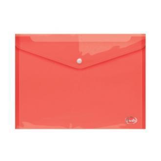 Папка-конверт на кнопке, А4, 0,16 мм, ПП, прозрачно-красный, Forofis