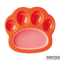 Миска Лапа/медл корм 2в1 мини, оран/PetDreamHouse PAW 2-IN-1 Mini Slow Feeder & Lick Pad Orange Easy