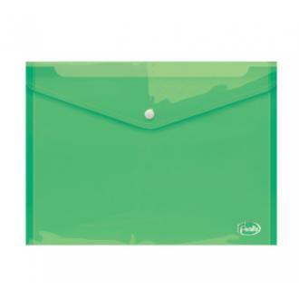Папка-конверт на кнопке, А4, 0,16 мм, ПП, прозрачно-зеленый, Forofis