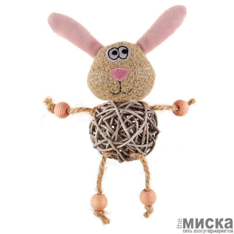 GiGwi Заяц с плетеным мячиком с колокольчиком - фото 1 - id-p111287590