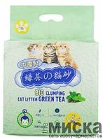 HAKASE AREKKUSU Зеленый чай биоразлагаемый комкующийся наполнитель 10 л