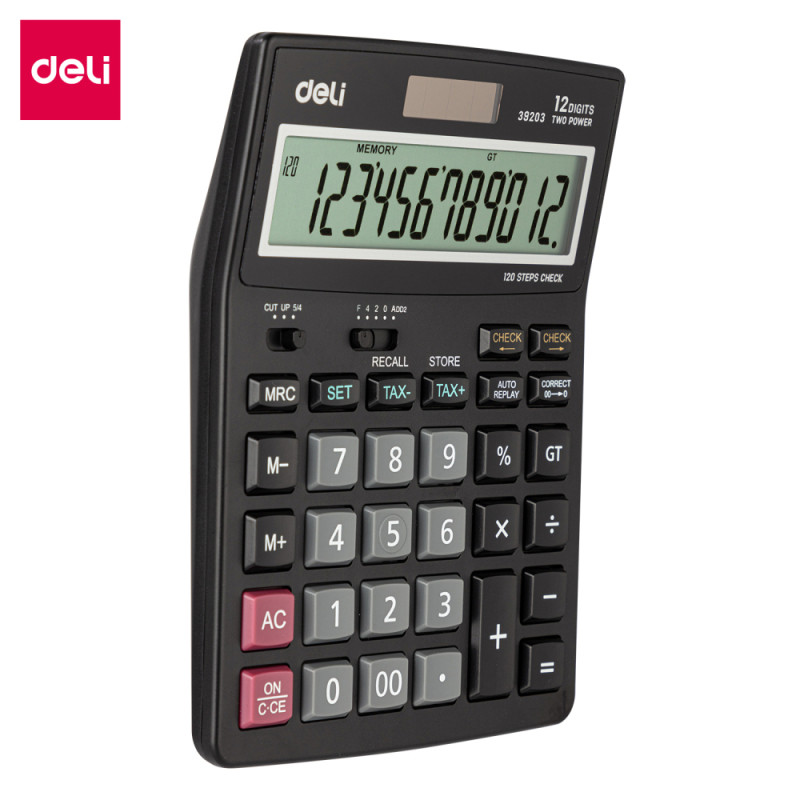 Калькулятор настольный DELI "39203" 12 разрядный, 198х142х41 мм, черный - фото 1 - id-p111279497