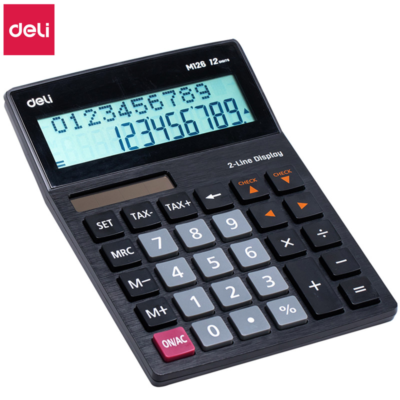 Калькулятор настольный DELI "M126" 12 разрядный, 180х128х37 мм, двухстрочный, черный - фото 1 - id-p111279503