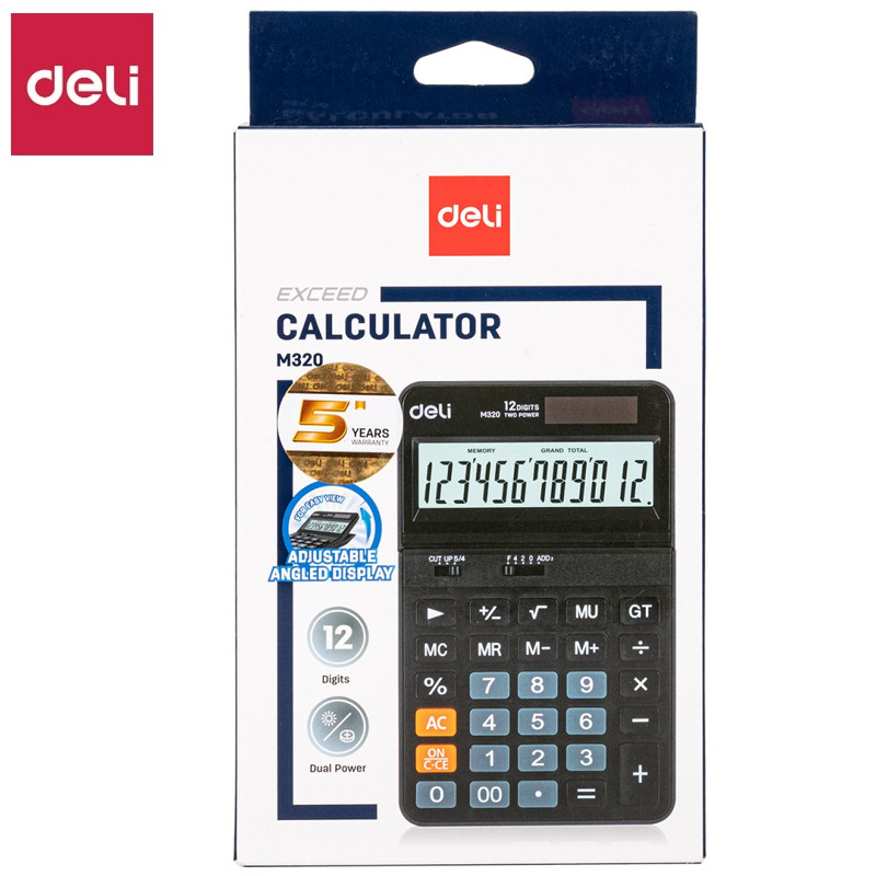 Калькулятор настольный DELI "M320" 12 разрядный, 178х110х26,5 мм, черный - фото 3 - id-p111279506