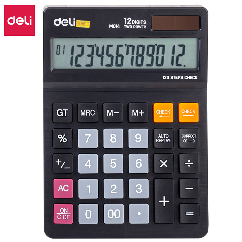 Калькулятор настольный DELI "М01420" 12 разрядный, 175х125х35 мм, черный - фото 1 - id-p111279509
