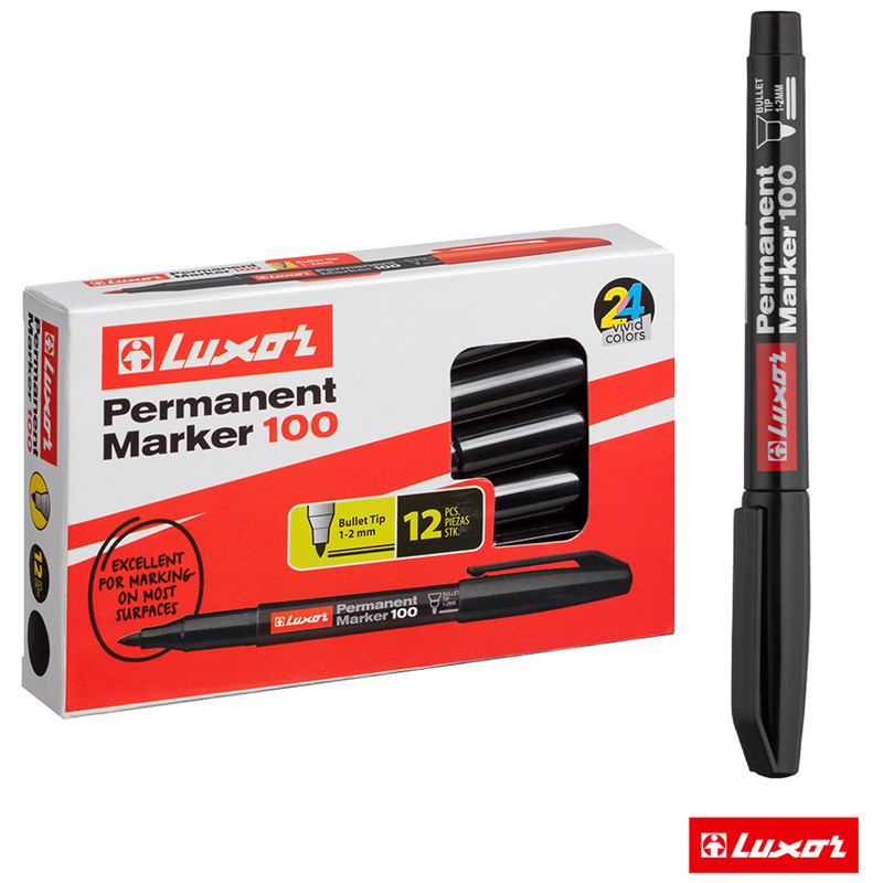 Маркер перманентный LUXOR "100", 2 мм, черный - фото 2 - id-p111280739