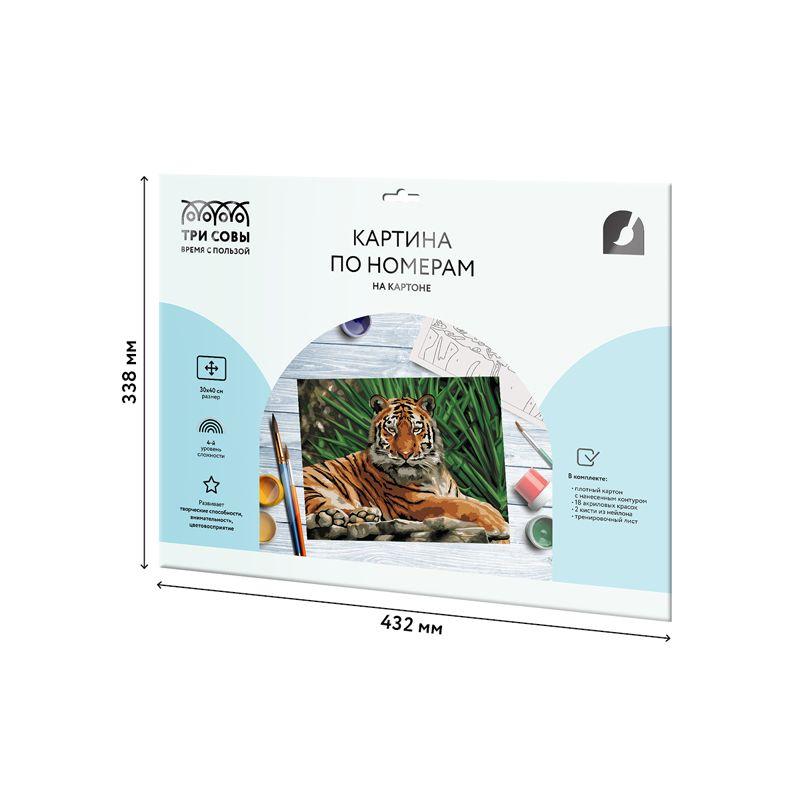 Картина по номерам на картоне ТРИ СОВЫ "Тигр", 30х40, с акриловыми красками и кистями - фото 2 - id-p111279741