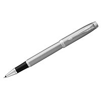 Ручка роллерная Parker "IM Essential Stainless Steel CT", 0,8 мм, черная
