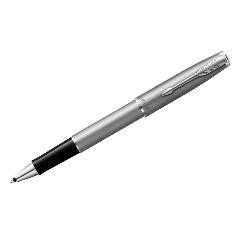 Ручка роллерная Parker "Sonnet Sand Blasted Stainless Steel", 0,8 мм, черная - фото 1 - id-p111280985