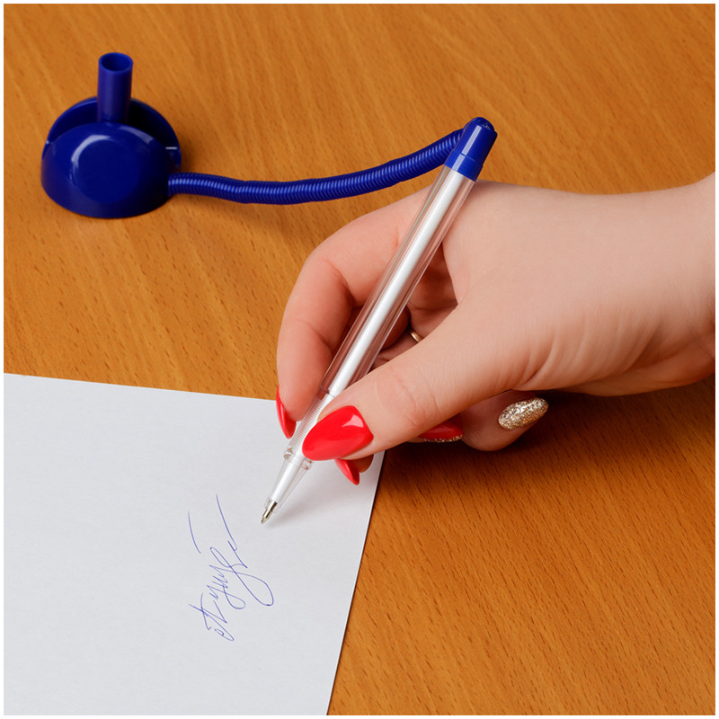Ручка шариковая OfficeSpace Reseption, на подставке, синий корпус, синие чернила - фото 4 - id-p111281003