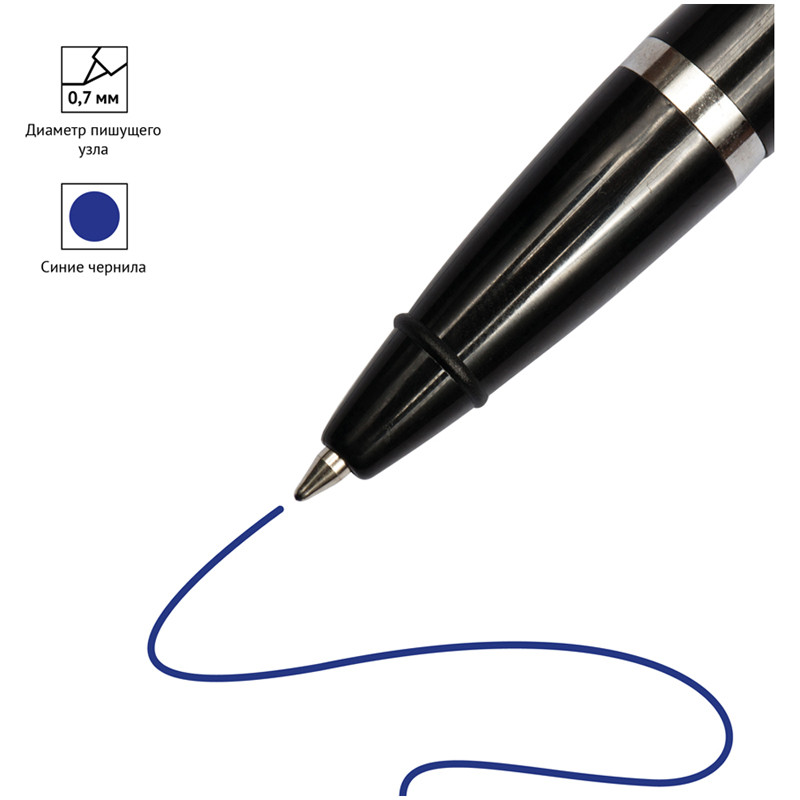 Ручка шариковая OfficeSpace на подставке, металлическая цепочка, синие чернила - фото 2 - id-p111281005