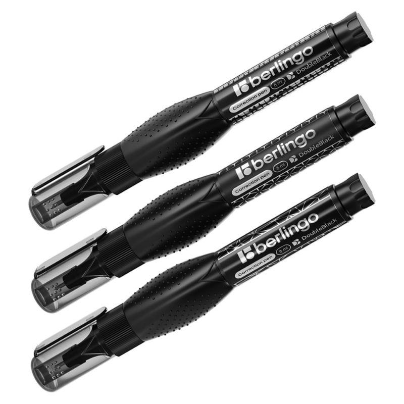 Корректирующая ручка Berlingo "Double Black", 8 мл, металлический наконечник - фото 1 - id-p111279933