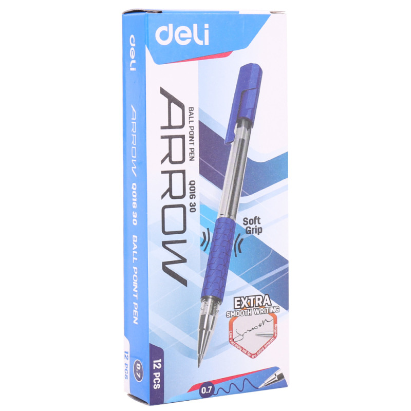 Ручка шариковая DELI "Arrow", 0,7 мм, синяя, грип - фото 2 - id-p111281078