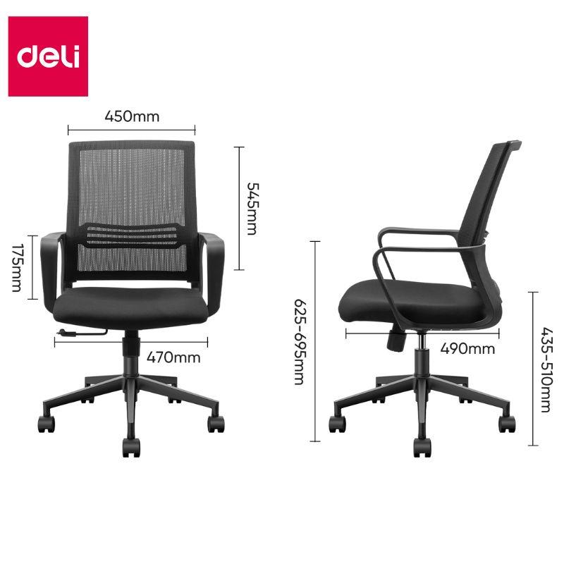 Кресло офисное Deli "Staff", ткань, спинка сетка, черное - фото 3 - id-p111280002