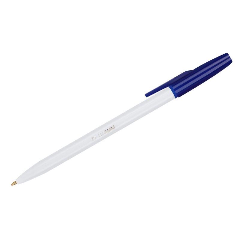Ручка шариковая СТАММ "049" 1 мм, синие чернила, корпус белый - фото 1 - id-p111281113
