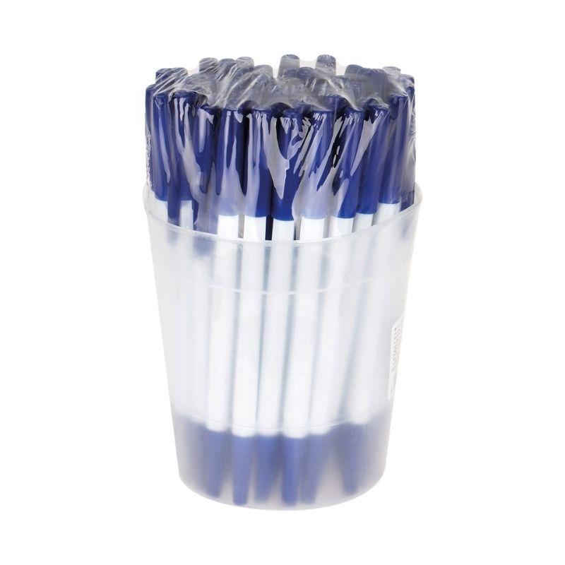 Ручка шариковая СТАММ "049" 1 мм, синие чернила, корпус белый - фото 2 - id-p111281113
