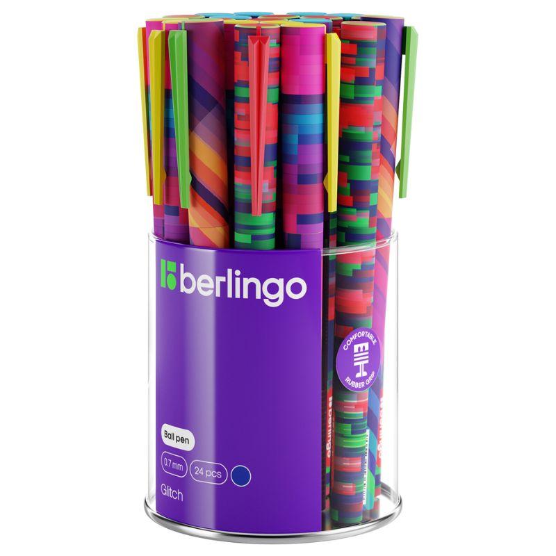 Ручка шариковая автоматическая Berlingo "Glitch", 0,7 мм, грип, рисунок на корпусе,soft touch, синяя - фото 3 - id-p111281142