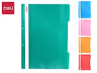 Папка-скоросшиватель DELI с перфорацией, А4, 200 мкм, ассорти
