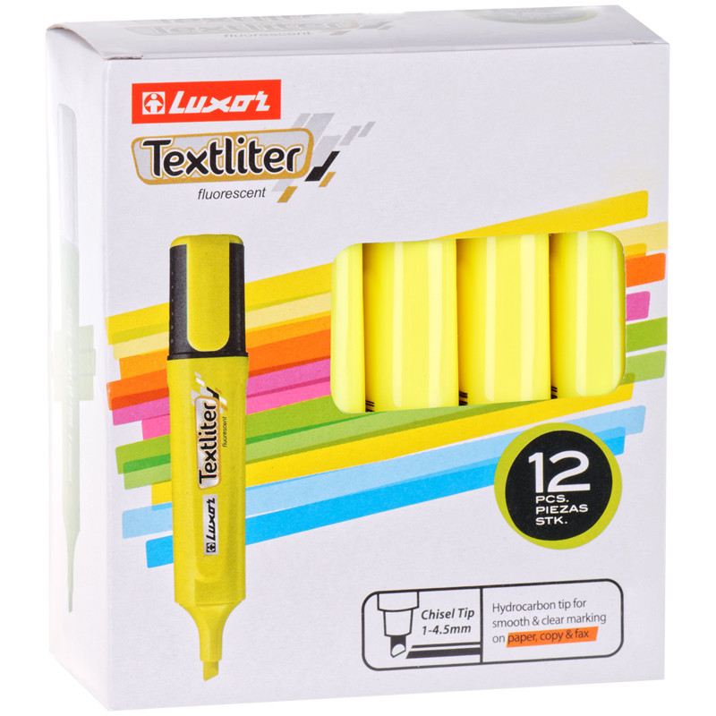 Текстовыделитель Luxor "Textliter" 1-4,5 мм, желтый - фото 5 - id-p111283482