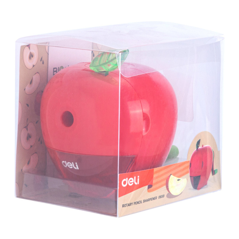 Точилка DELI механическая, с контейнером, яблоко, ассорти - фото 3 - id-p111283549