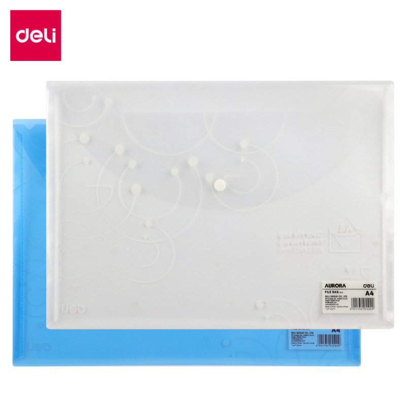 Папка-конверт на кнопке DELI "Clear Bag", А4, 0,18 мм, ассорти - фото 1 - id-p111282578