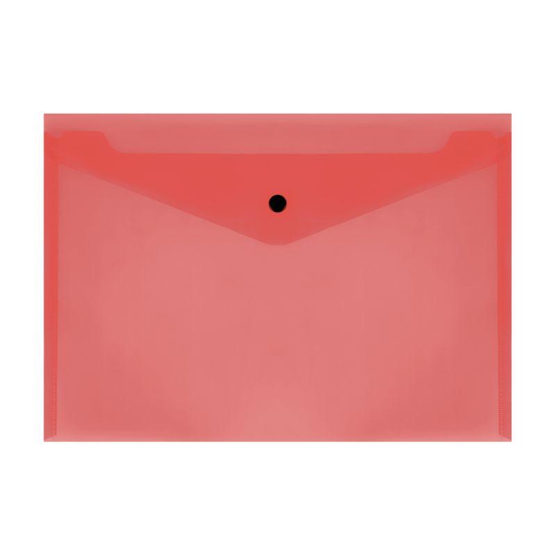 Папка-конверт на кнопке СТАММ, А4, 150 мкм, прозрачная, красная - фото 1 - id-p111282595