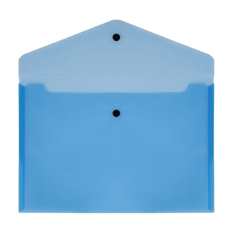Папка-конверт на кнопке А4, 150 мкм, прозрачная, синяя - фото 4 - id-p111282596