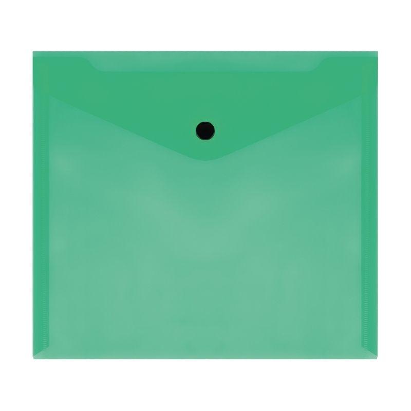 Папка-конверт на кнопке СТАММ, А5+, 150 мкм, прозрачная, зеленая - фото 1 - id-p111283108