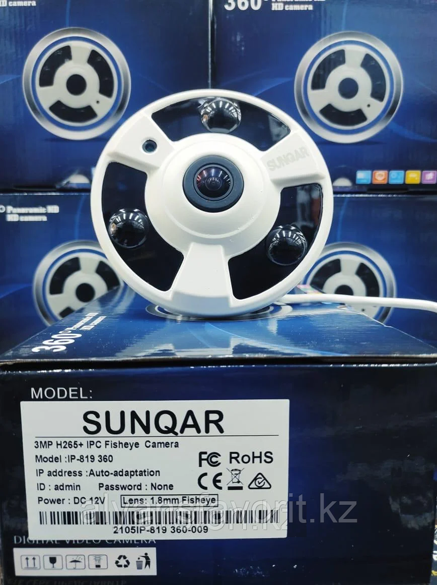 Камера видеонаблюдения SUNQAR IP-819/360 4MP H265+ AI IPC Fisheye Camera With POE - фото 1 - id-p111337893