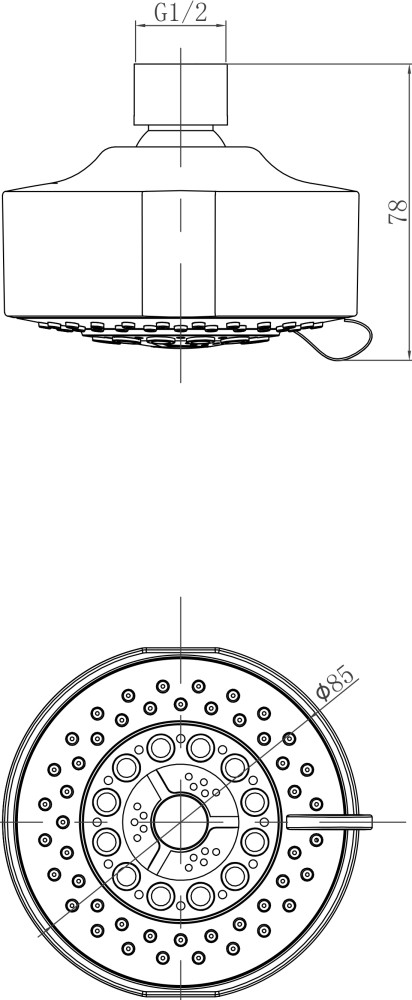 LM8041C Аксессуары Лейка душевая верхняя, круглая, 5-функц. d 85мм, хром, блистер (к/к 20) - фото 2 - id-p111340396