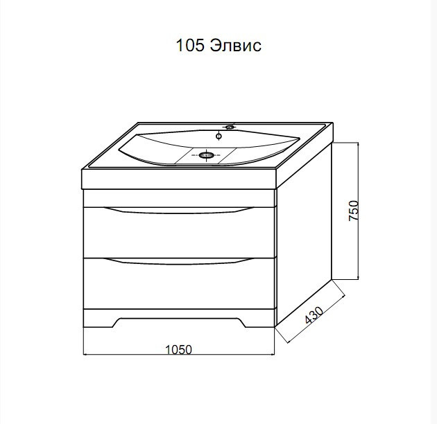 Элвис - 105 Тумба напольная с 2 ящ. белая эмаль (Раковина 22 118) - фото 1 - id-p111340435