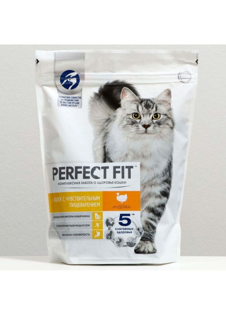 Perfect Fit Сухой корм для чувствительных кошек, индейка, 650 гр