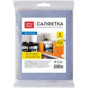 Салфетки для уборки OfficeClean, набор 5шт., вискоза, 30*38см, европодвес - фото 1 - id-p111342532