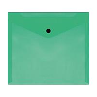 Папка-конверт на кнопке СТАММ, А5+, 150 мкм, прозрачная, зеленая