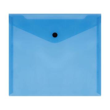 Папка-конверт на кнопке СТАММ, А5+, 150 мкм, прозрачная, синяя
