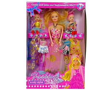 5655 Кукла Fashion set +2 девочки,4 платья, 33*22см