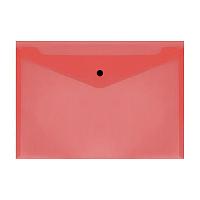 Папка-конверт на кнопке СТАММ, А4, 150 мкм, прозрачная, красная