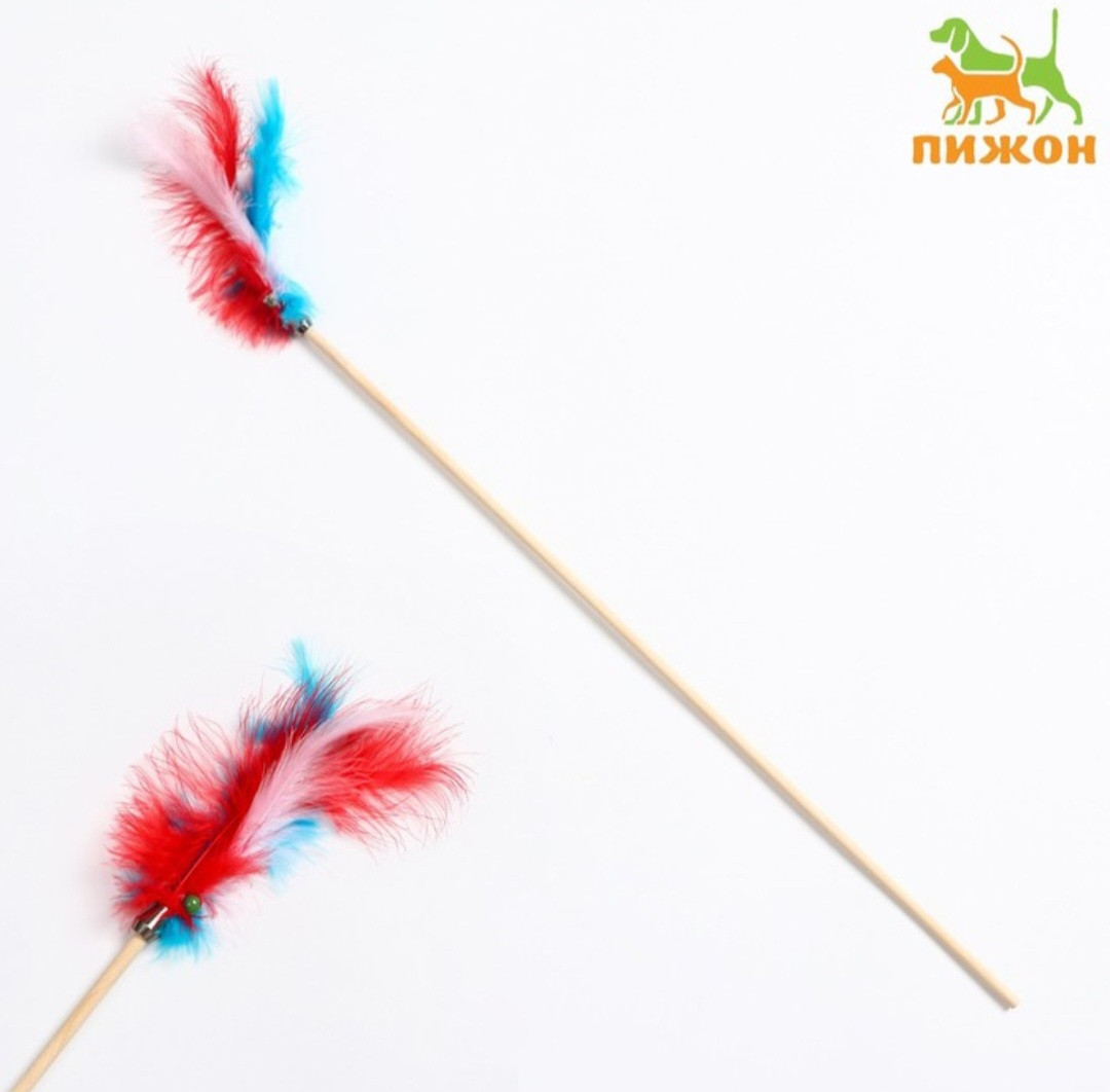 Игрушка - дразнилка для кошек Перья с колокольчиком, фото 1