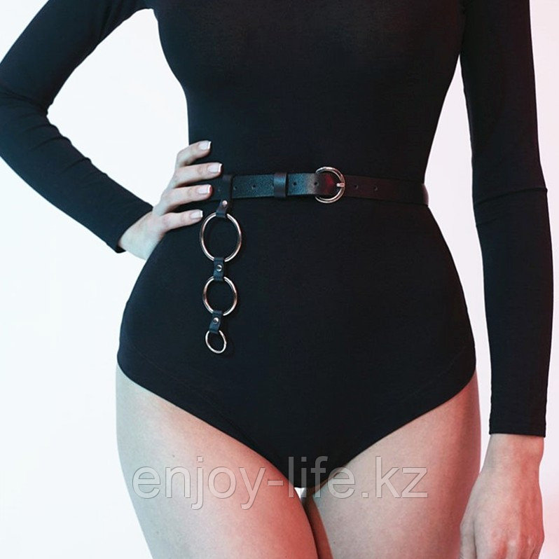 Кожаный пояс с колечками., фото 1