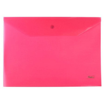 Папка-конверт пластиковая "Hatber", А4, 180мкм, на кнопке, красная